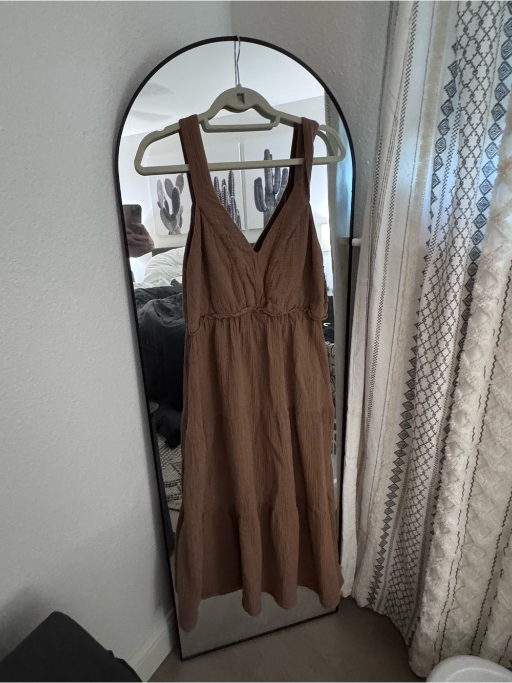 Steve Madden Brown Sleeveless V-Neck Midi Sundress